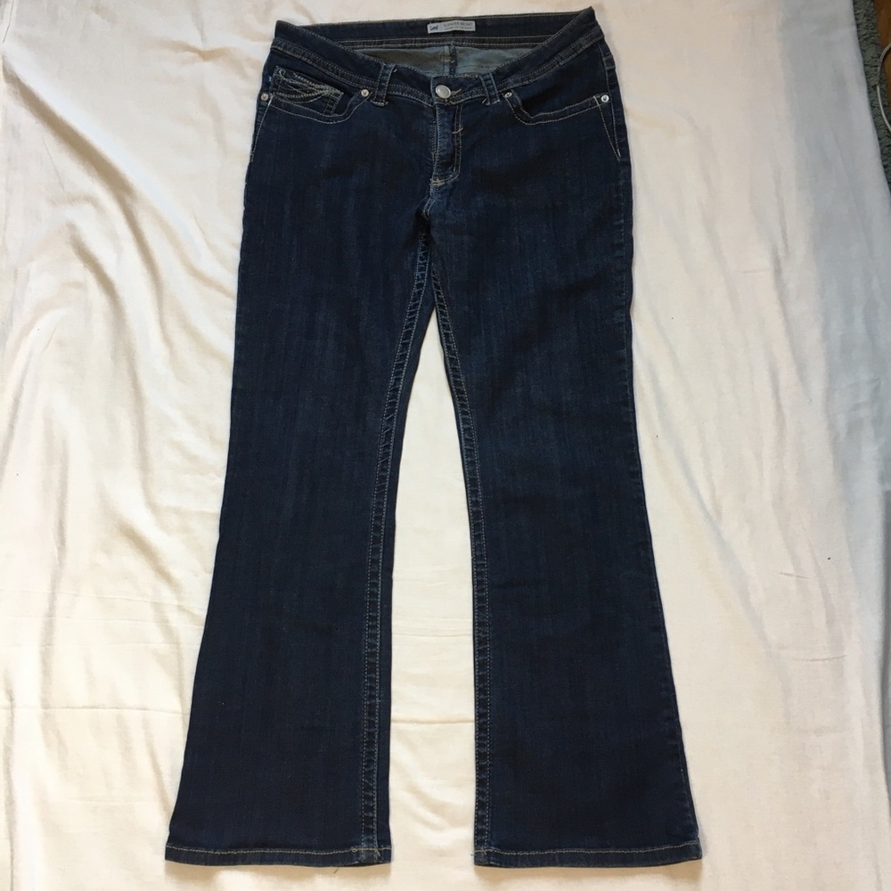 Lee Slender Secret Lower on the Waist Dark Wash Embellished Jeans, 14P